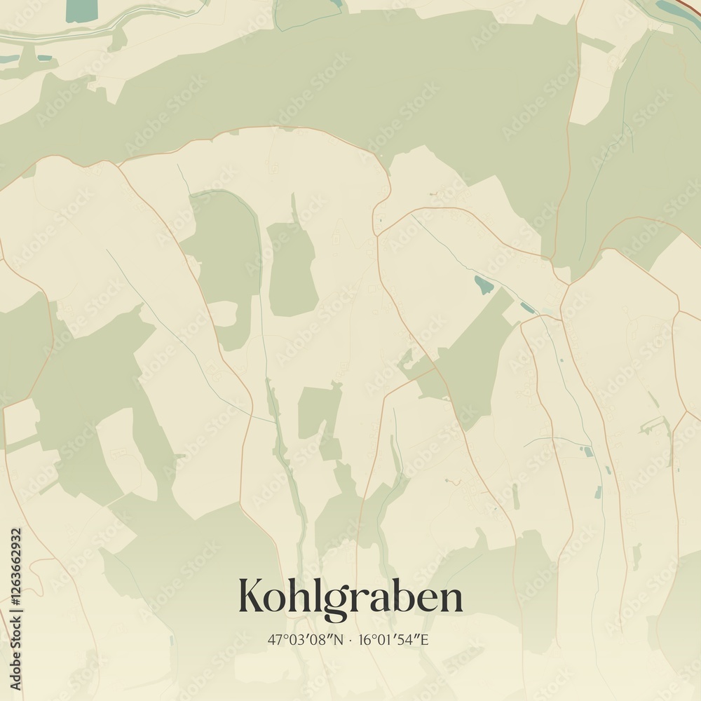 Vintage map of Kohlgraben, Austria.