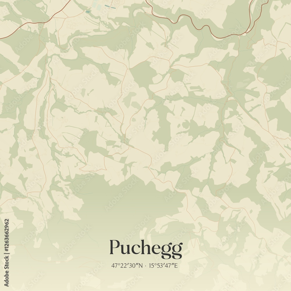 Vintage map of Puchegg, Austria.