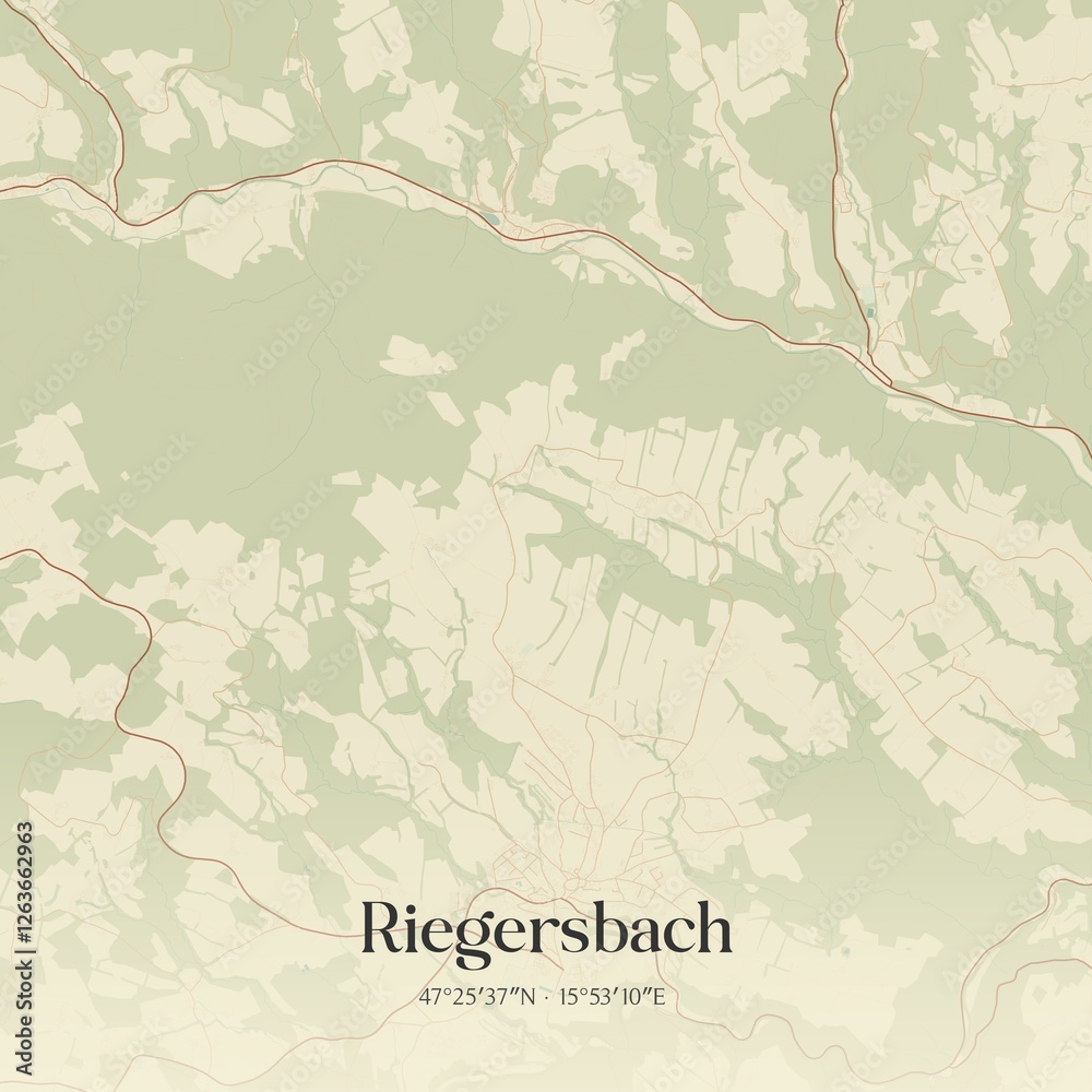 Vintage map of Riegersbach, Austria.
