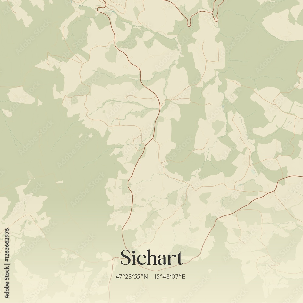 Vintage map of Sichart, Austria.