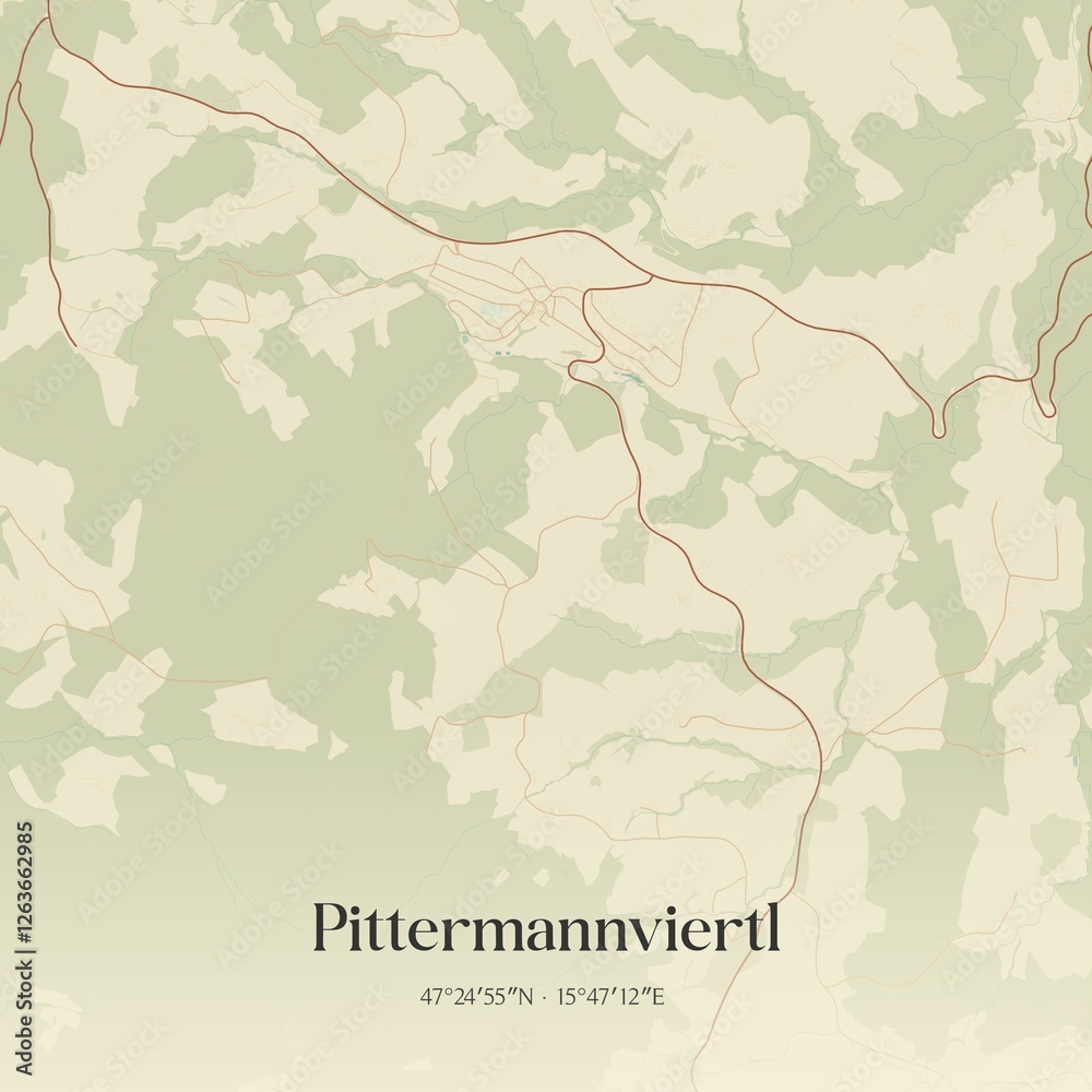 Vintage map of Pittermannviertl, Austria.