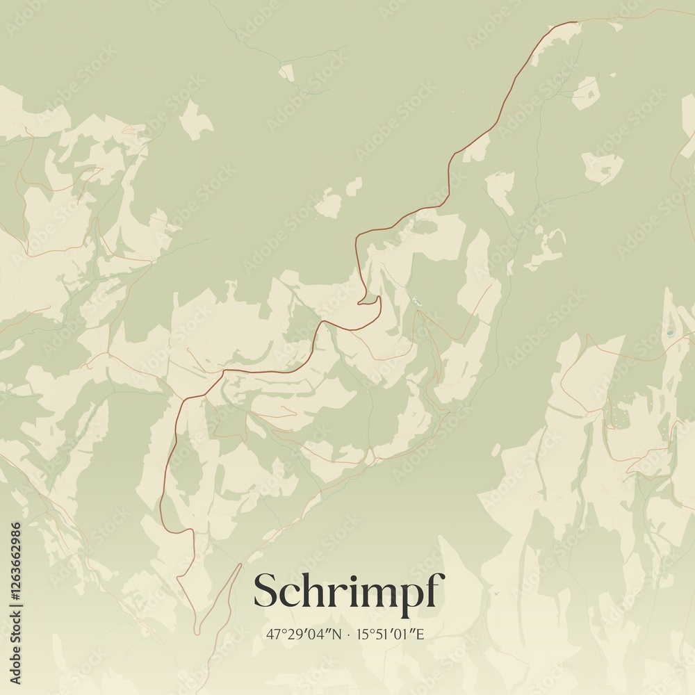 Vintage map of Schrimpf, Austria.