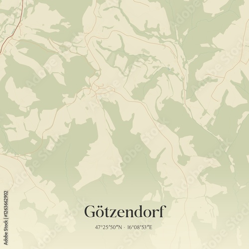 Obraz na płótnie Vintage map of Götzendorf, Austria. w salonie