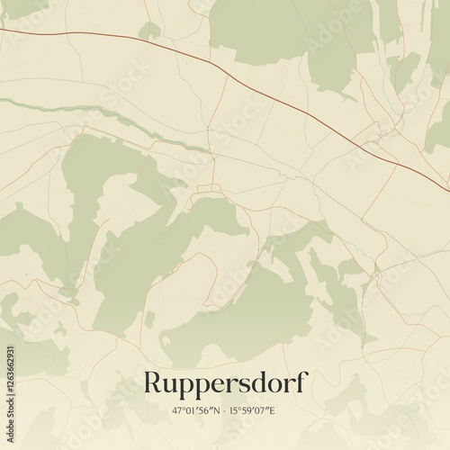 Vintage map of Ruppersdorf, Austria.