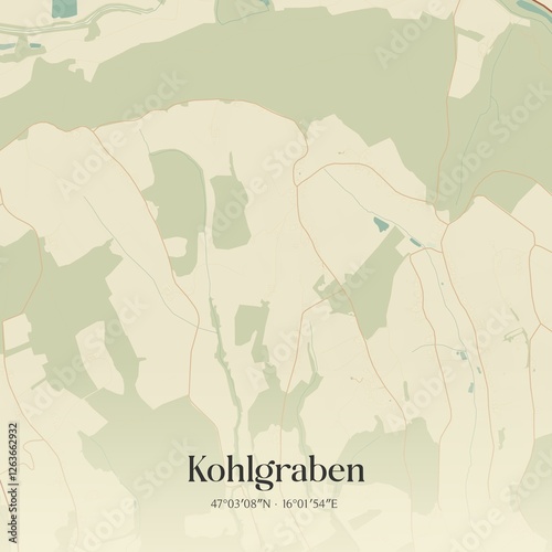 Obraz na płótnie Vintage map of Kohlgraben, Austria. w salonie