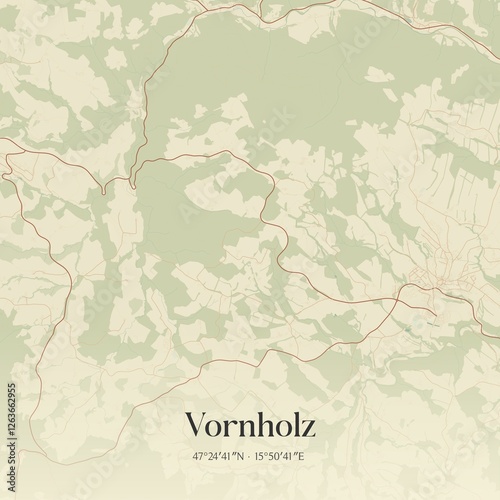 Obraz na płótnie Vintage map of Vornholz, Austria. w salonie