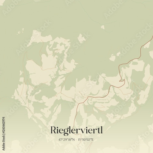 Vintage map of Rieglerviertl, Austria.