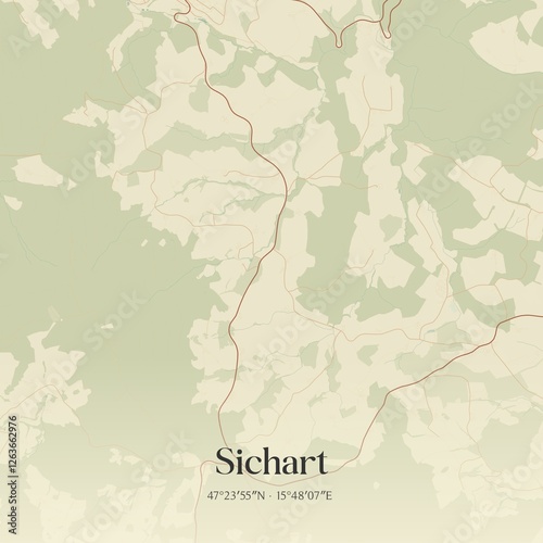 Vintage map of Sichart, Austria.