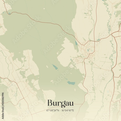 Obraz na płótnie Vintage map of Burgau, Austria. w salonie