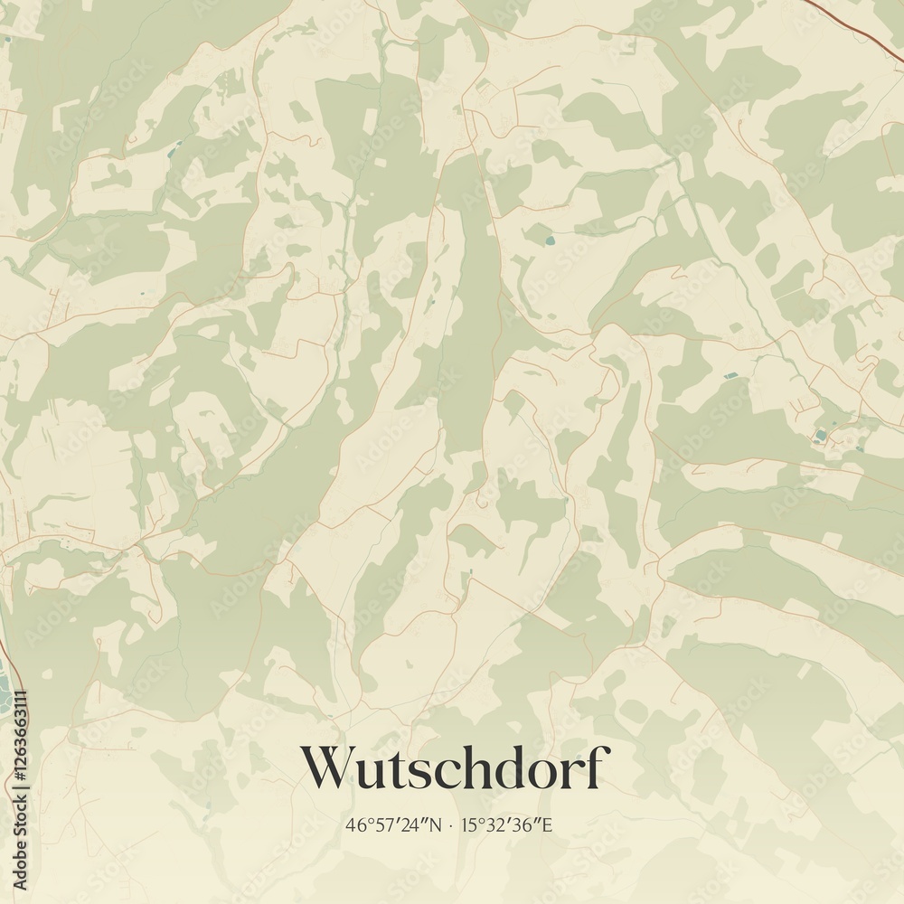 Vintage map of Wutschdorf, Austria.