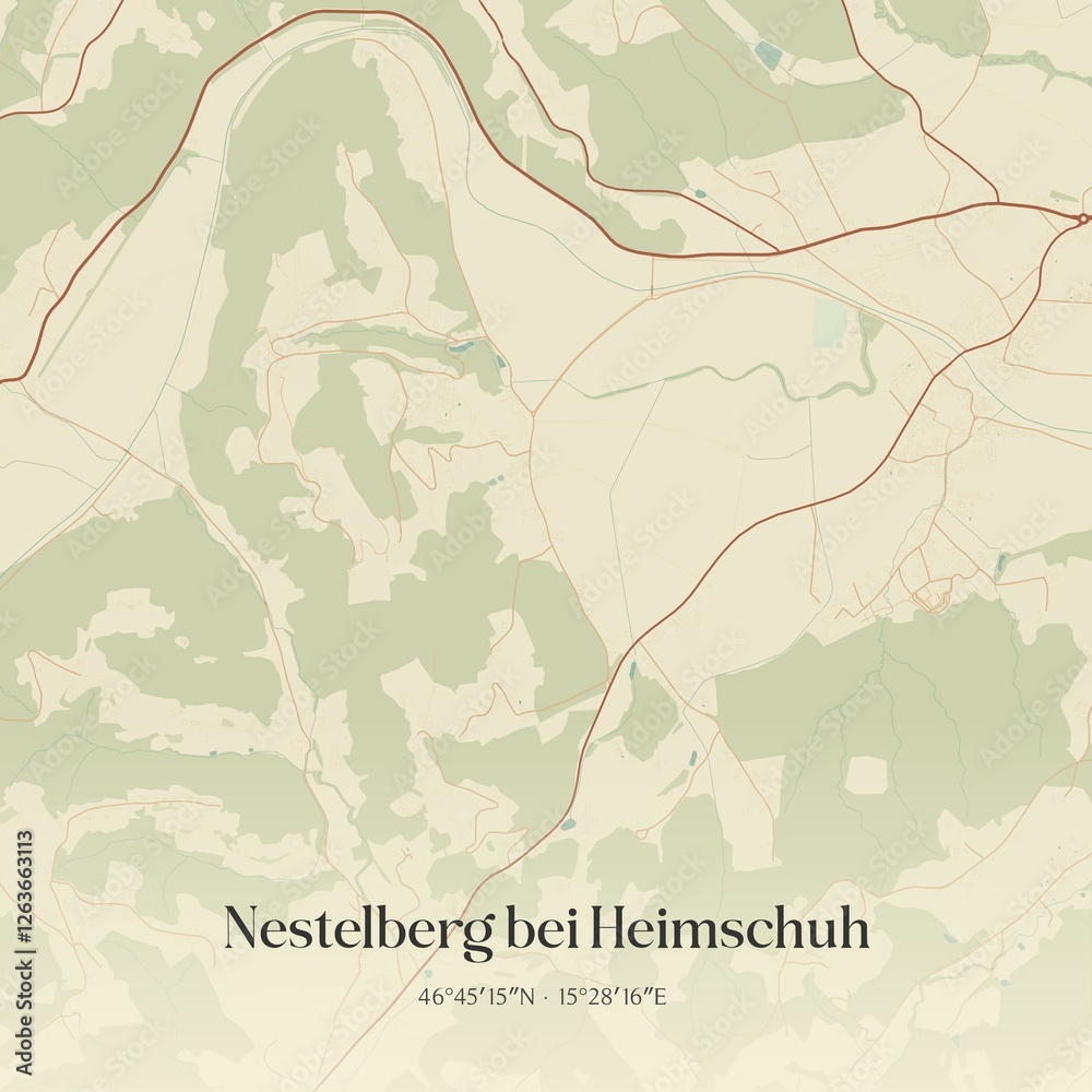 Vintage map of Nestelberg bei Heimschuh, Austria.