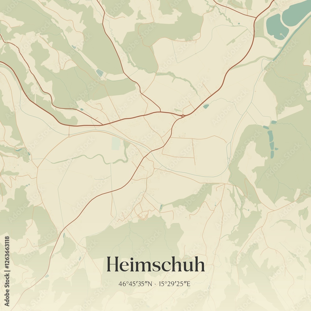 Vintage map of Heimschuh, Austria.