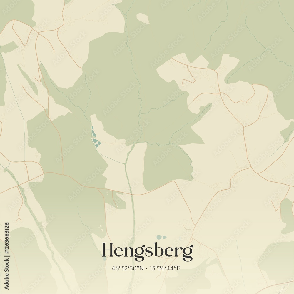 Vintage map of Hengsberg, Austria.