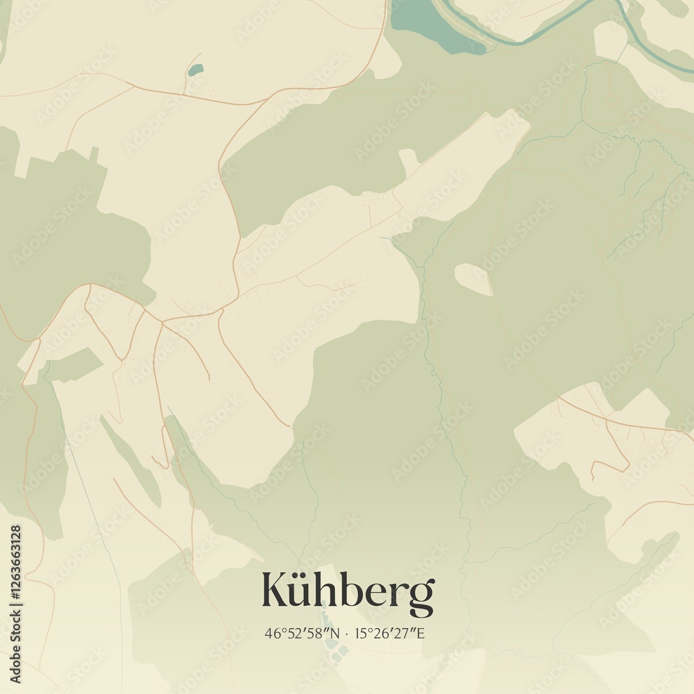 Vintage map of Kühberg, Austria.