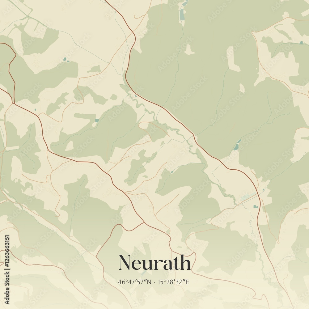 Vintage map of Neurath, Austria.