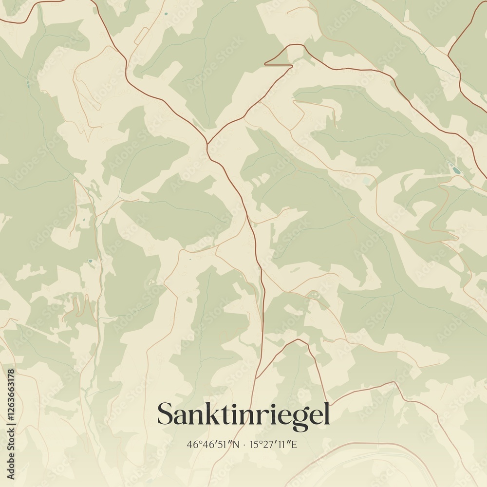 Vintage map of Sanktinriegel, Austria.