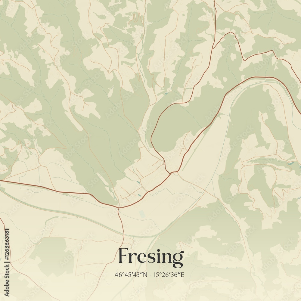 Vintage map of Fresing, Austria.