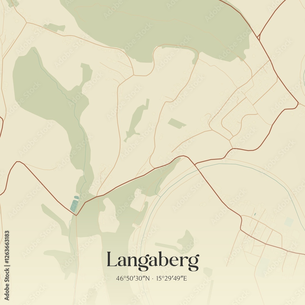 Vintage map of Langaberg, Austria.