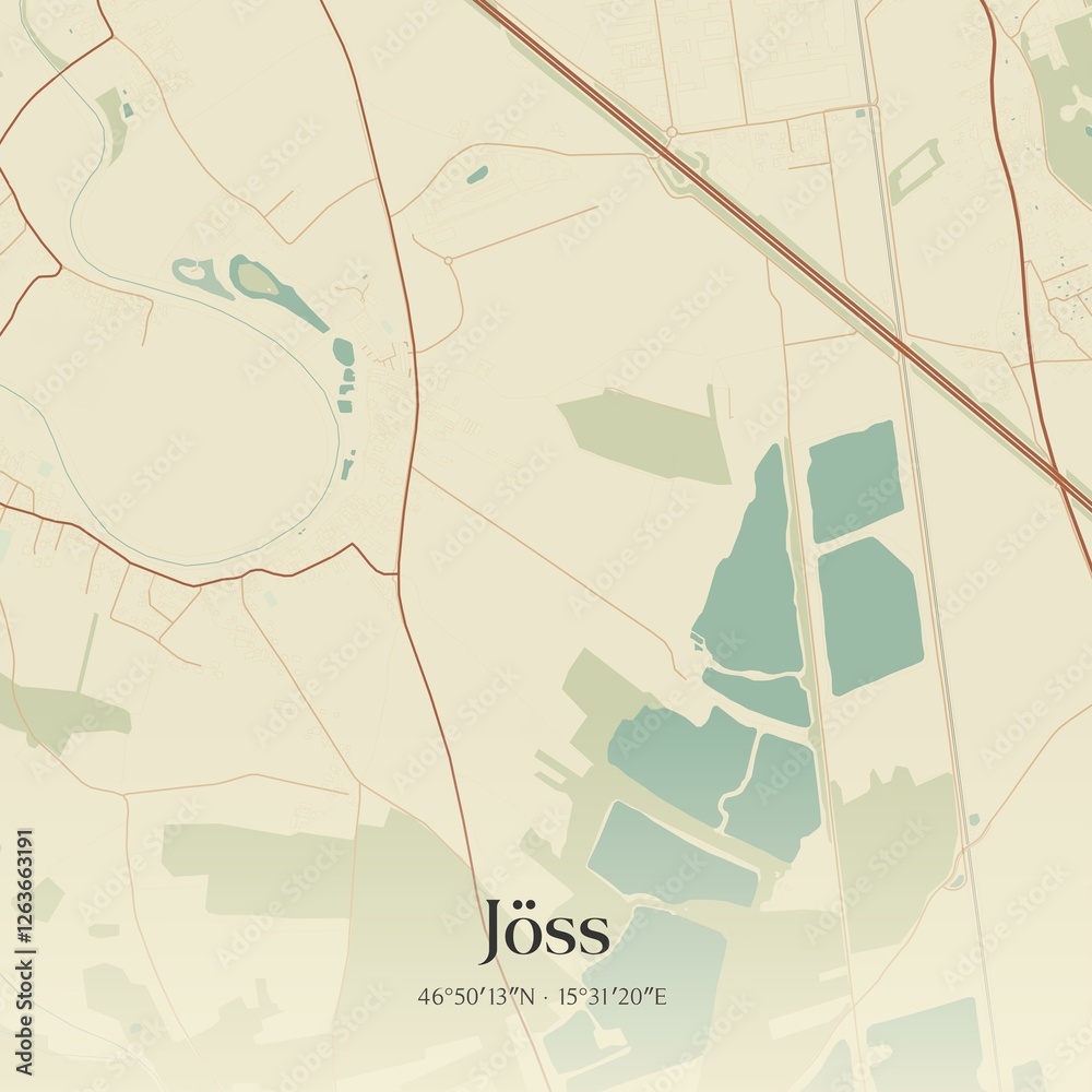 Vintage map of Jöss, Austria.