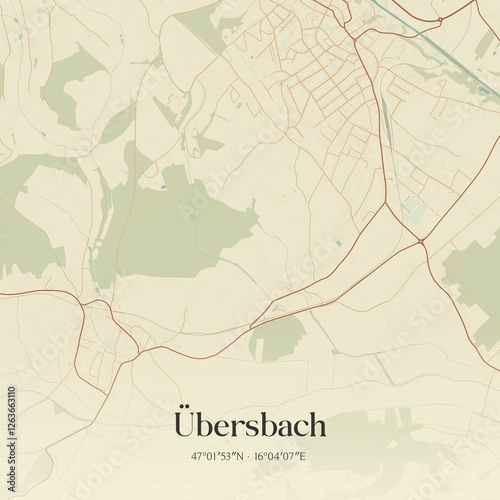 Obraz na płótnie Vintage map of Übersbach, Austria. w salonie