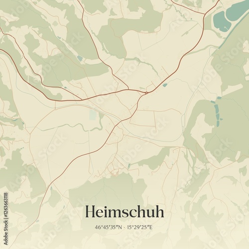 Obraz na płótnie Vintage map of Heimschuh, Austria. w salonie