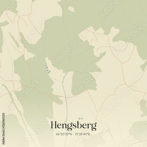 Obraz na płótnie Vintage map of Hengsberg, Austria. w salonie