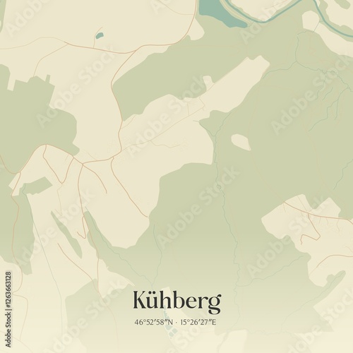 Vintage map of Kühberg, Austria. photo