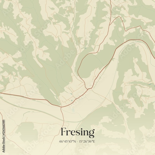 Obraz na płótnie Vintage map of Fresing, Austria. w salonie