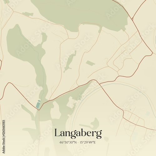 Obraz na płótnie Vintage map of Langaberg, Austria. w salonie