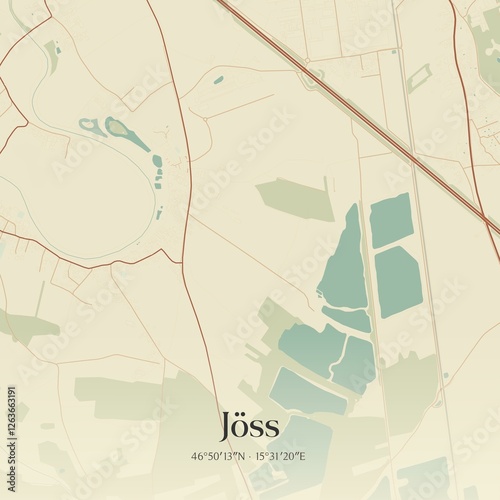 Obraz na płótnie Vintage map of Jöss, Austria. w salonie