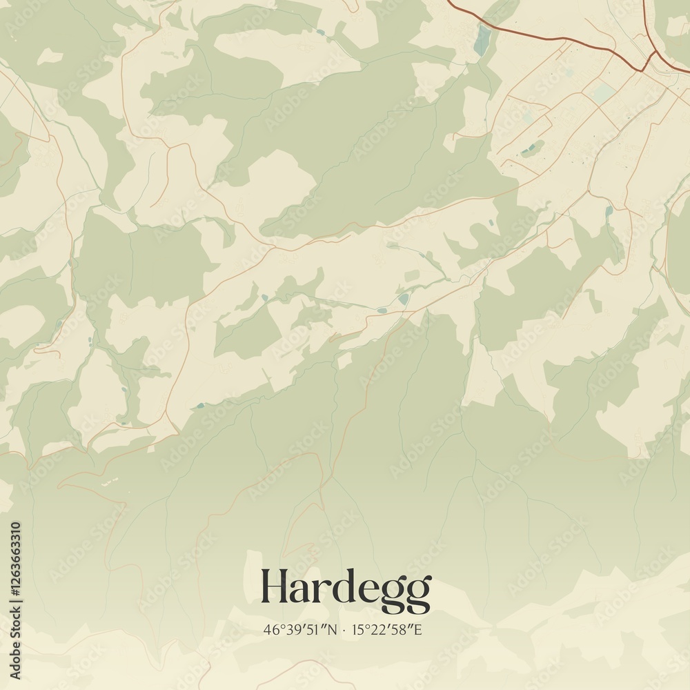 Vintage map of Hardegg, Austria.