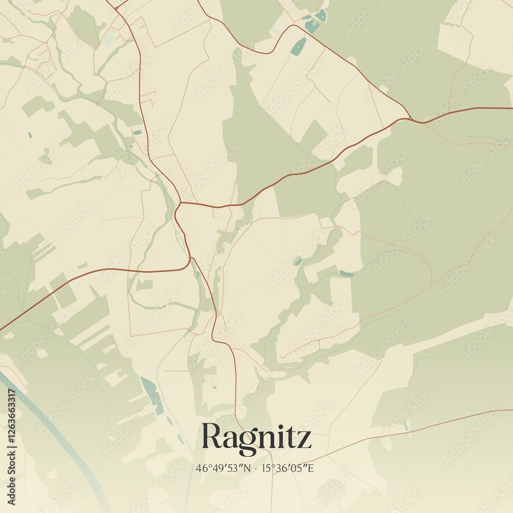 Vintage map of Ragnitz, Austria.