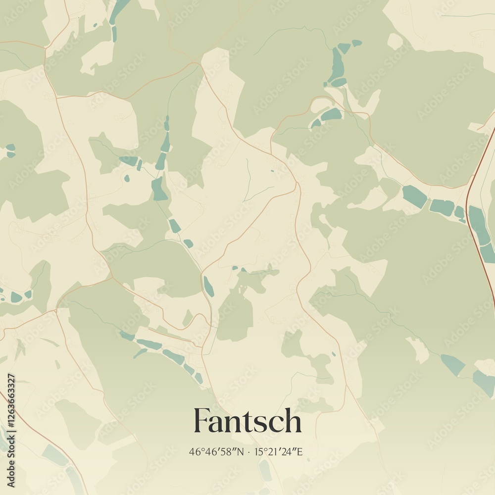 Vintage map of Fantsch, Austria.