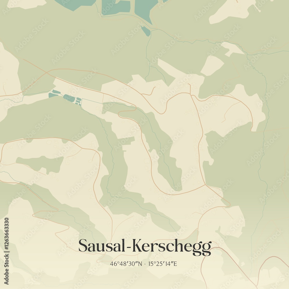 Vintage map of Sausal-Kerschegg, Austria.