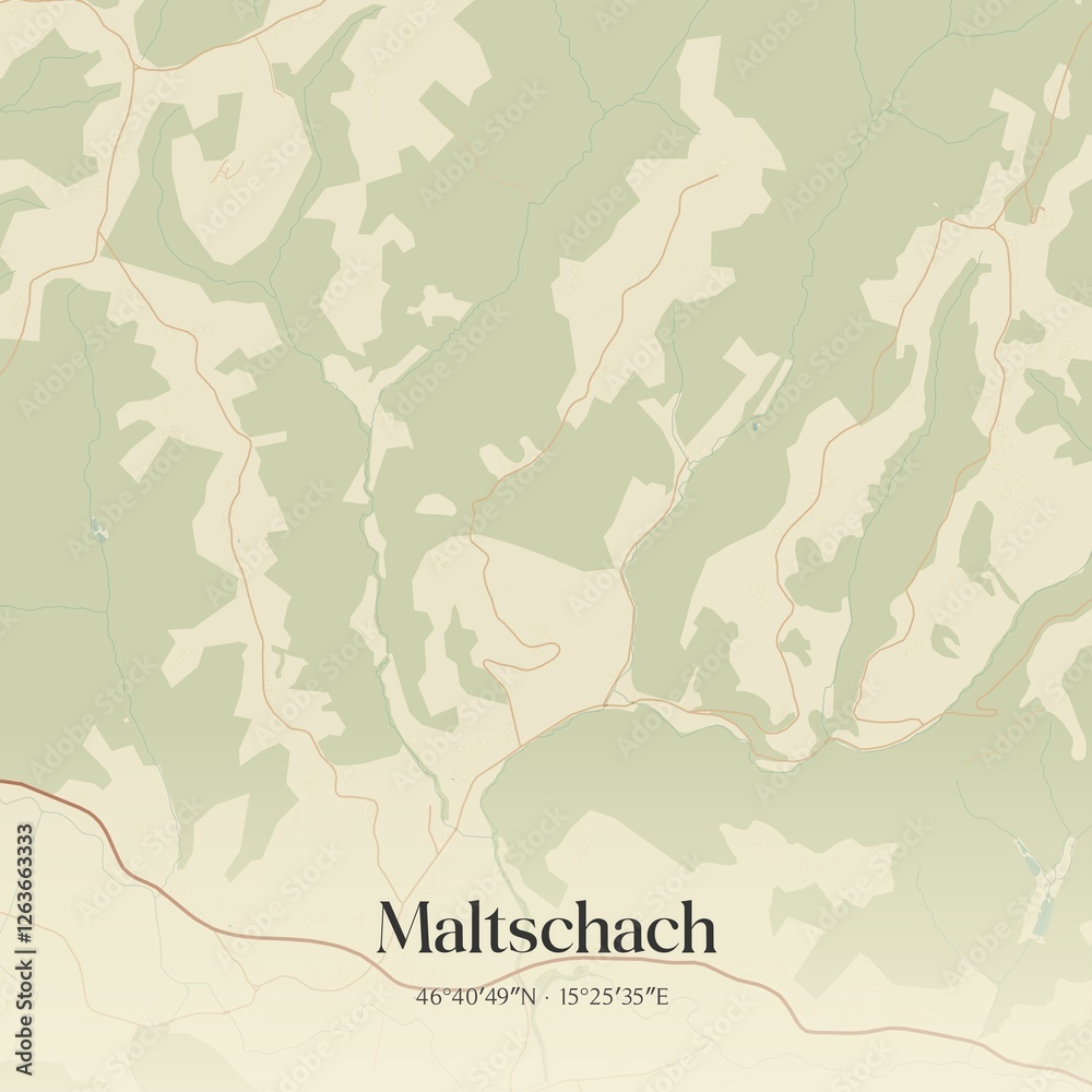 Vintage map of Maltschach, Austria.