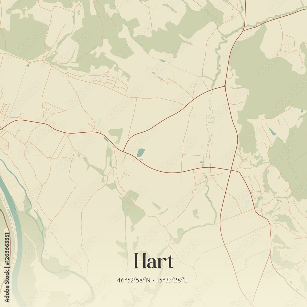 Fototapeta premium Vintage map of Hart, Austria.