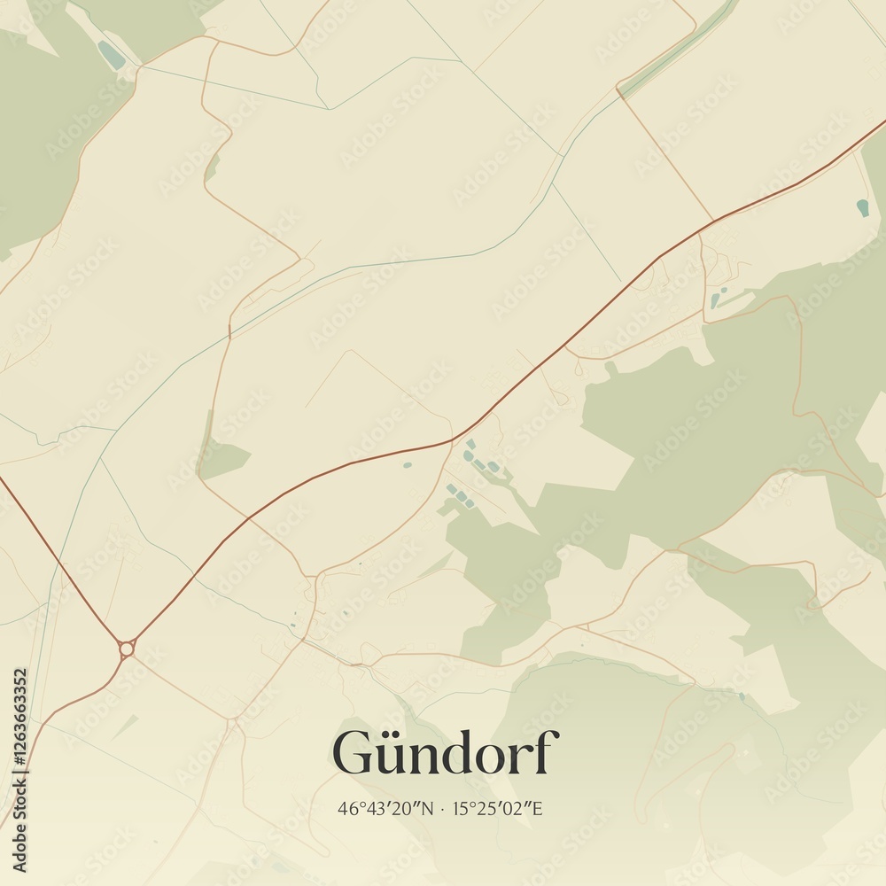 Vintage map of Gündorf, Austria.