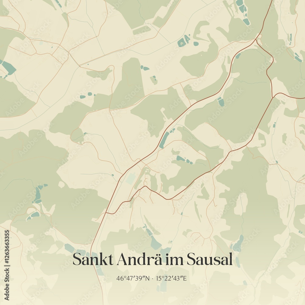 Vintage map of Sankt Andrä im Sausal, Austria.