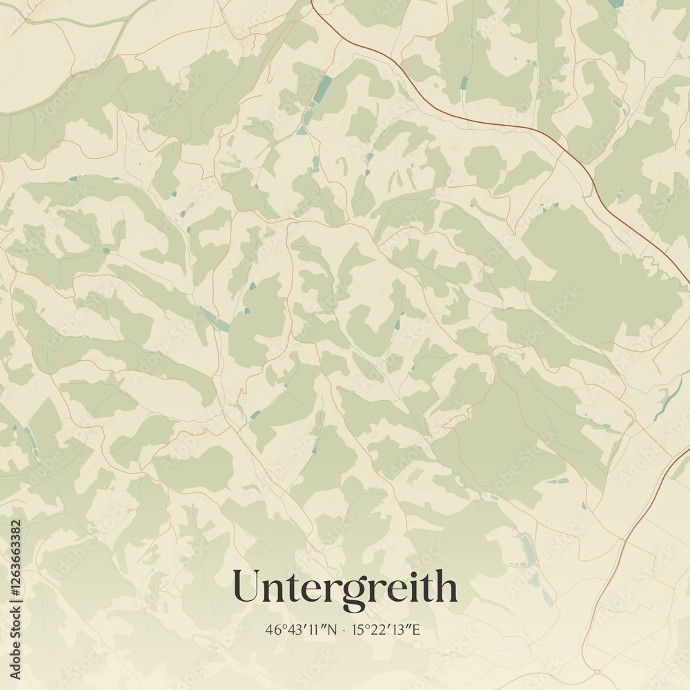 Vintage map of Untergreith, Austria.