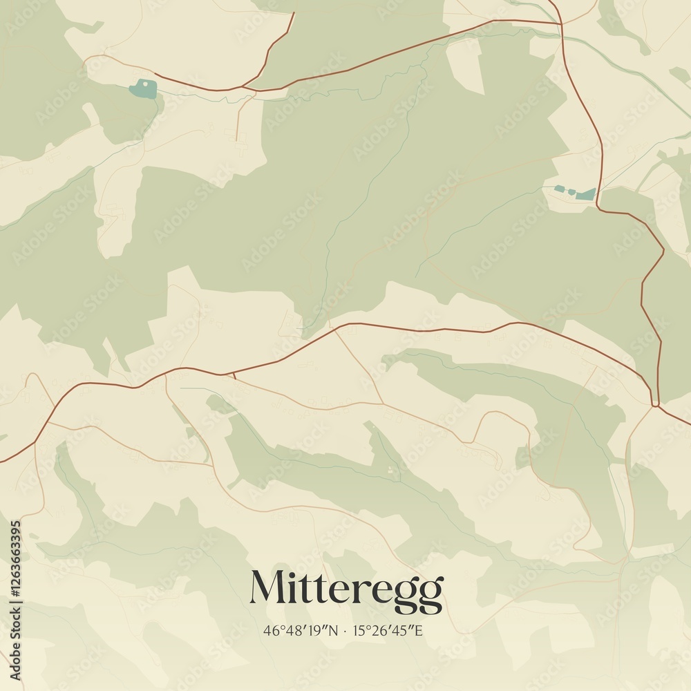 Vintage map of Mitteregg, Austria.