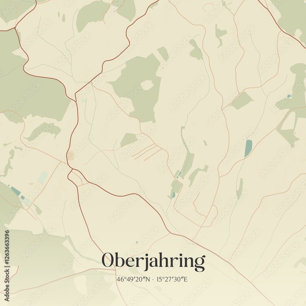 Vintage map of Oberjahring, Austria.
