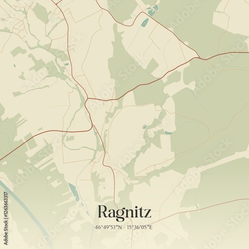 Obraz na płótnie Vintage map of Ragnitz, Austria. w salonie