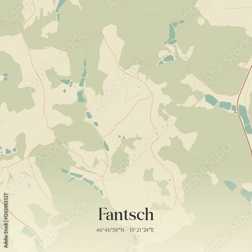 Obraz na płótnie Vintage map of Fantsch, Austria. w salonie