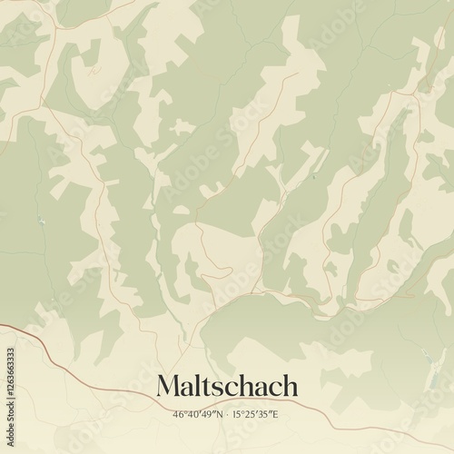 Obraz na płótnie Vintage map of Maltschach, Austria. w salonie