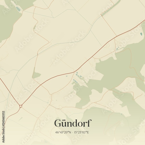 Obraz na płótnie Vintage map of Gündorf, Austria. w salonie