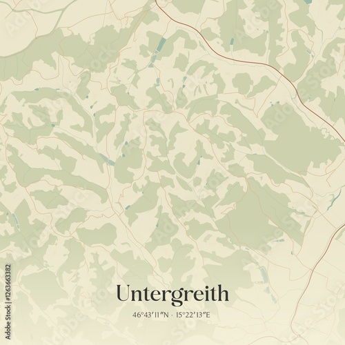 Obraz na płótnie Vintage map of Untergreith, Austria. w salonie