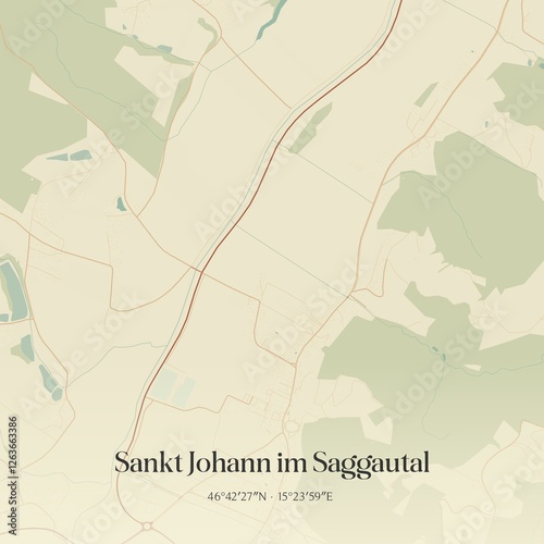 Vintage map of Sankt Johann im Saggautal, Austria.