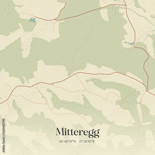Obraz na płótnie Vintage map of Mitteregg, Austria. w salonie