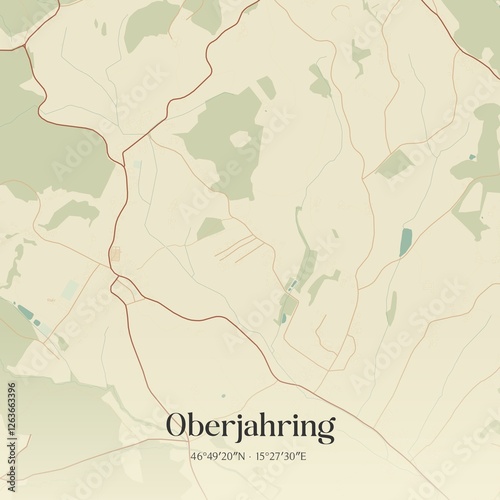 Obraz na płótnie Vintage map of Oberjahring, Austria. w salonie