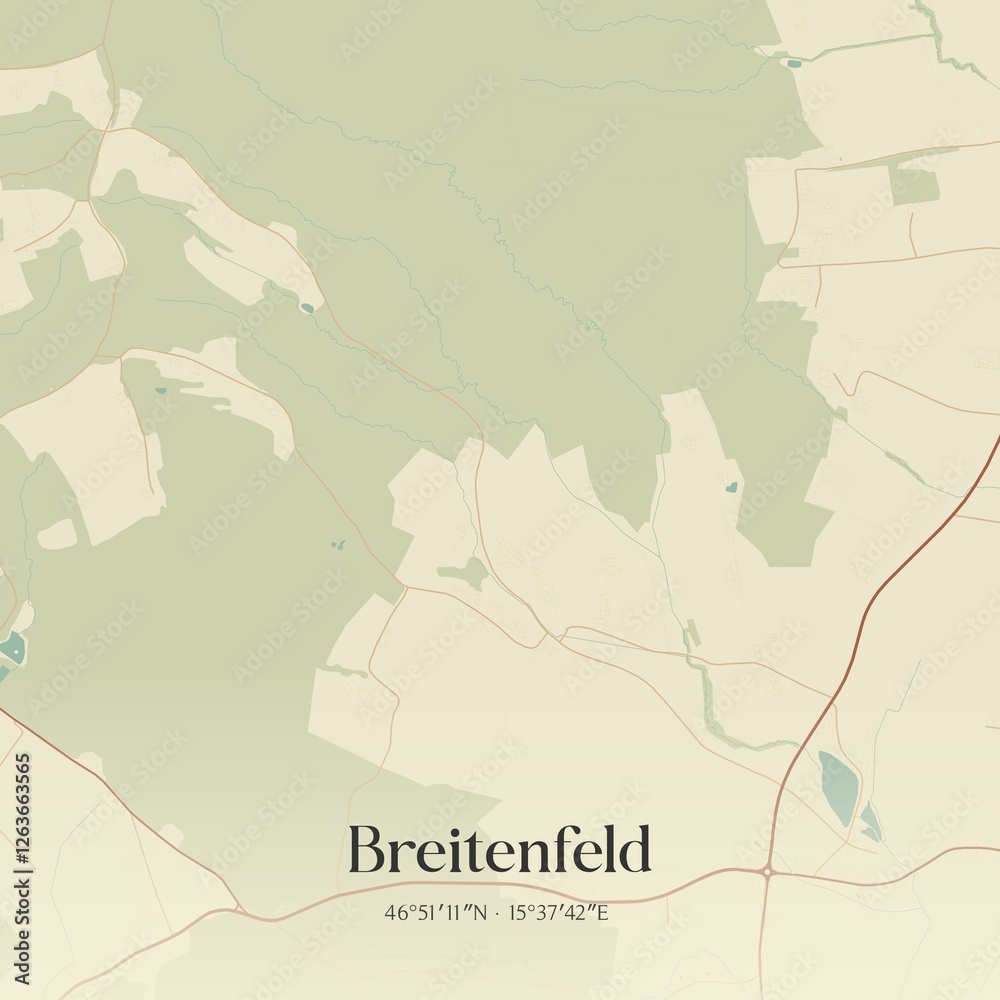 Vintage map of Breitenfeld, Austria.